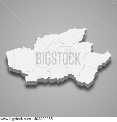 3d Isometric Map Of Braga Is A District Of Portugal, Vector Illustration