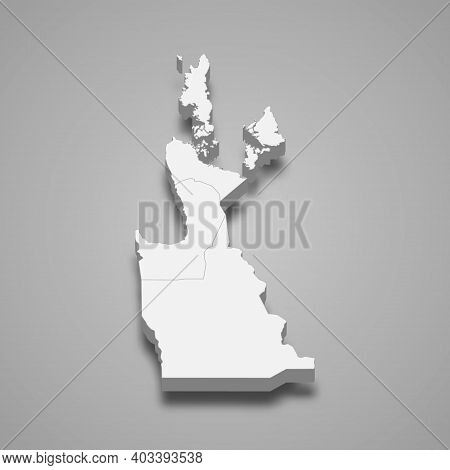 3d Isometric Map Of Caraga Is A Region Of Philippines, Vector Illustration