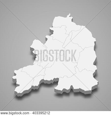 3d Isometric Map Of Guarda Is A District Of Portugal, Vector Illustration