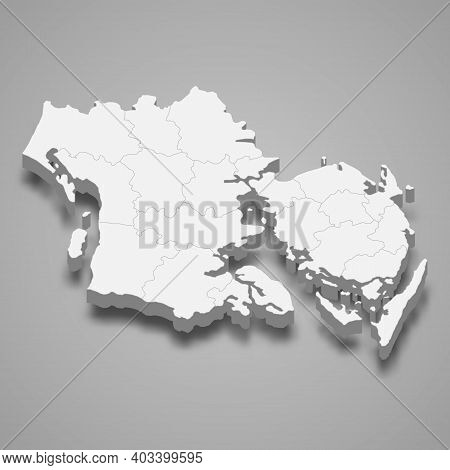 3d Isometric Map Of Syddanmark Is A Region Of Denmark