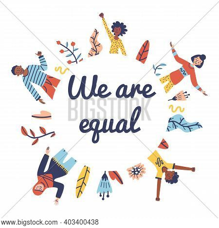 Group Of People: Men And Women Are Standing Together. Concept Of Diversity, Harmony, Equality, Toler