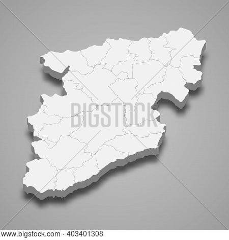 3d Isometric Map Of Viseu Is A District Of Portugal, Vector Illustration