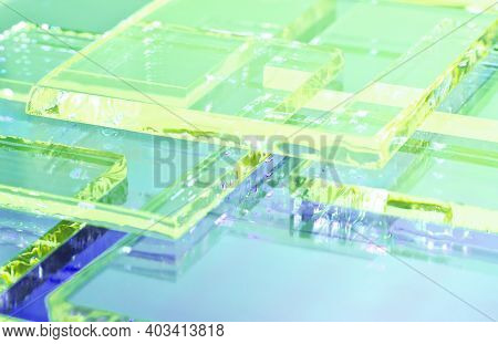 Composition Of Transparent Colored Squares Of Glass