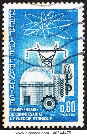 Postage stamp France 1965 Atomic Reactor and Diagram