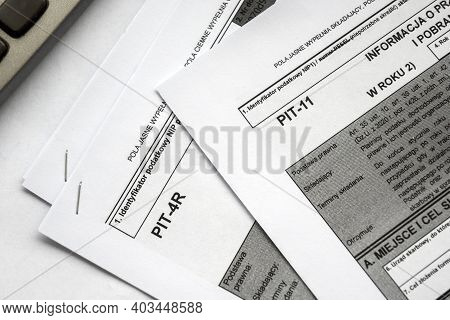Income Polish Tax Form Pit-11 And Pit-4r. Tax Regulation. Translation From Polish: Annual Informatio
