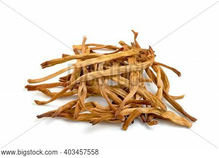 Day Lily Or Hemerocallis Lilioasphodelus Isolated On White Background