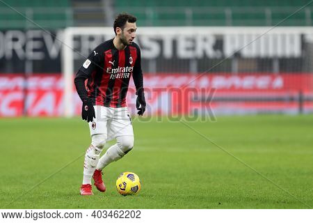 Milano, 12th January 2020. Hakan Calhanoglu Of Ac Milan  During The Coppa Italia Match Between Ac Mi