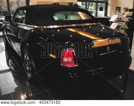 Kiev, Ukraine - April 9, 2011: Luxury Car Rolls-royce Phantom Drophead. New Car. Car For Sale