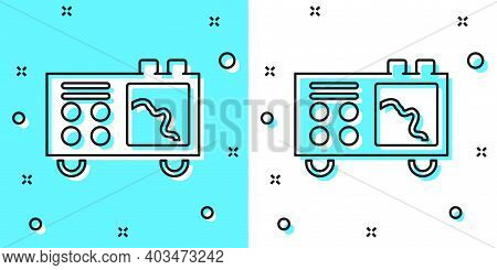 Black Line Spectrometer Icon Isolated On Green And White Background. Random Dynamic Shapes. Vector