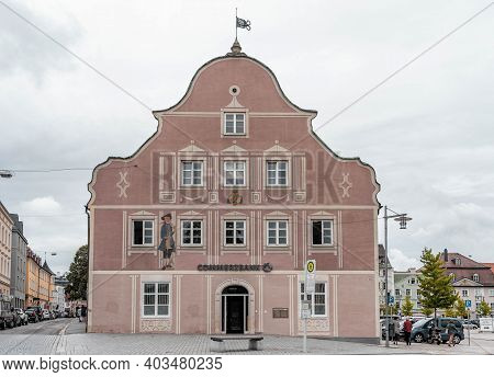 Kempten, Germany - Aug 3, 2020: Facade Of Kempten Commercial Bank