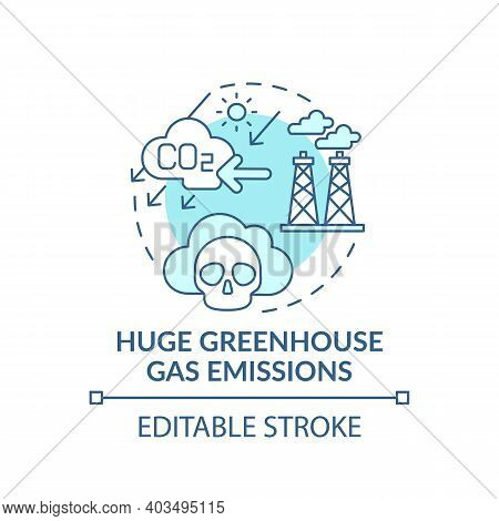 Huge Greenhouse Gas Emissions Concept Icon. Environmental Protection Idea Thin Line Illustration. Ou