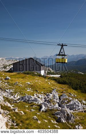 Cable Car On Top Of The Krippenstein. Alps In Austria.