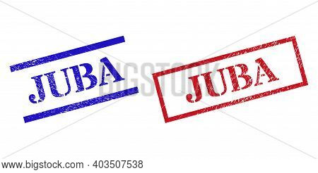 Grunge Juba Seal Stamps In Red And Blue Colors. Stamps Have Rubber Style. Vector Rubber Imitations W