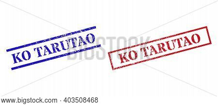 Grunge Ko Tarutao Rubber Stamps In Red And Blue Colors. Stamps Have Rubber Style. Vector Rubber Imit