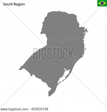 High Quality Map South Region Of Brazil, With Borders Of The States