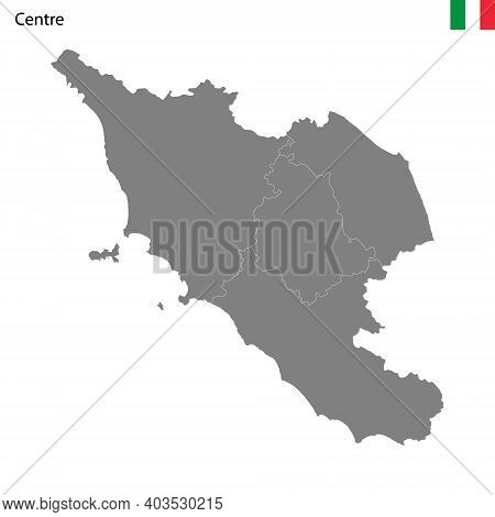 High Quality Map Central Region Of Italy, With Borders Of The Provinces