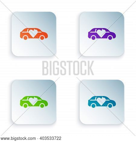 Color Luxury Limousine Car Icon Isolated On White Background. For World Premiere Celebrities And Gue
