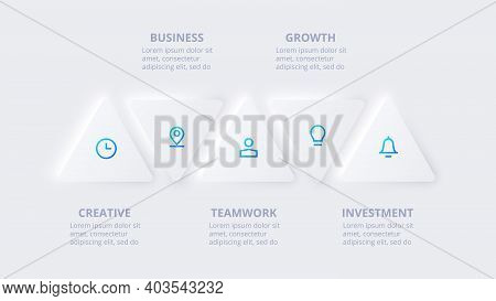 Neumorphic Triangles For Infographic. Template For Diagram, Graph, Presentation And Chart. Skeuomorp