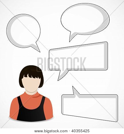 Nainen ja speech bubbles