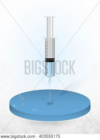 Vaccination Of Kiribati, Injection Of A Syringe Into A Map Of Kiribati. Vector Illustration Of A Syr