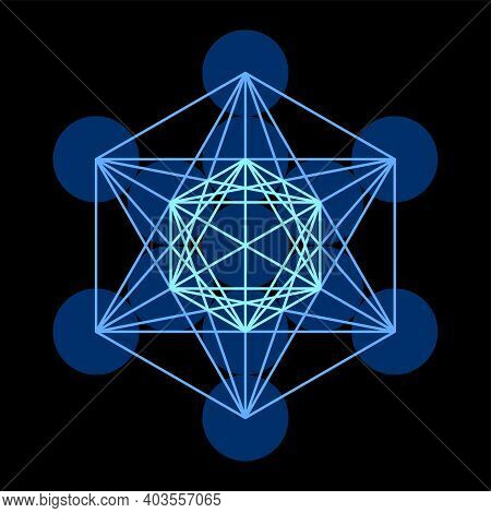 Metatrons Cube. Composition Of A Mystical Symbol, Derived From The Flower Of Life. 13 Circles, Conne