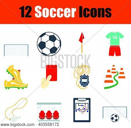 Soccer Icon Set. Flat Design. Fully Editable Vector Illustration. Text Expanded.