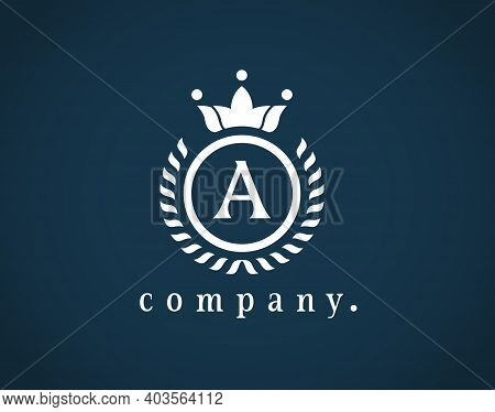 Letter A Loral Wreath Logo Luxury Design With A Circle. Graceful, Elegant Monogram With A Crown. The