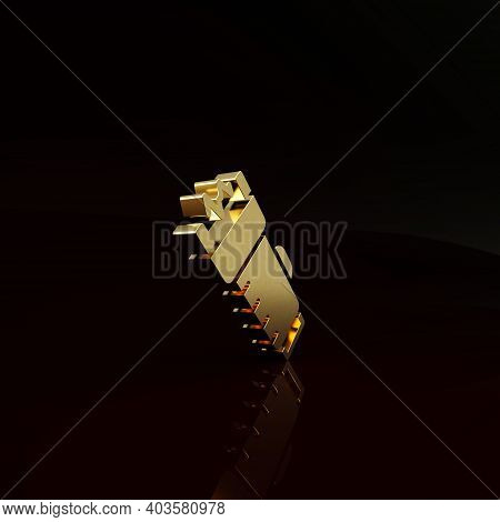 Gold Police Electric Shocker Icon Isolated On Brown Background. Shocker For Protection. Taser Is An 
