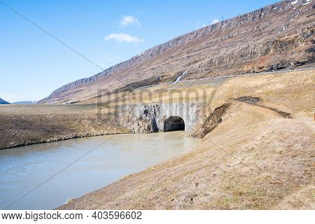 The Water Outlet From Karahnjukar Power Plant In East Iceland