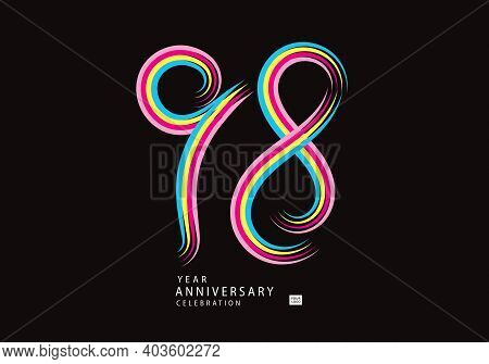 98 Years Anniversary Celebration Logotype Colorful Line Vector, 98th Birthday Logo, 98 Number, Banne