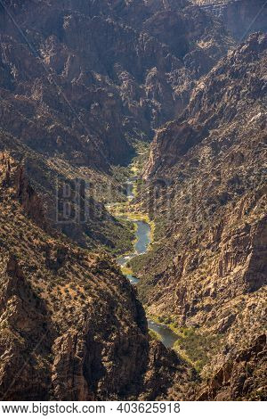 Gunnison River Flows Through Canyon In Colorado Wilderness