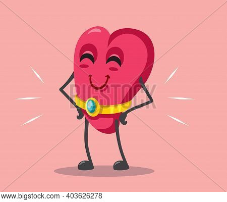Funny Cartoon Heart Proudly Wearing An Engagement Ring