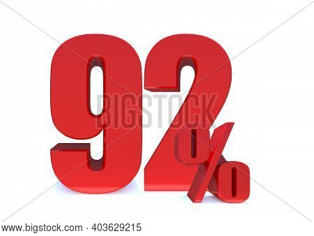 92 Percent Off 3d Sign On White Background, Special Offer 92% Discount Tag, Sale Up To 92 Percent Of