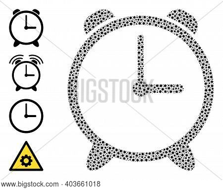 Vector Alarm Clock Icon Covid Mosaic. Alarm Clock Mosaic Is Created Of Little Covid Virulent Element