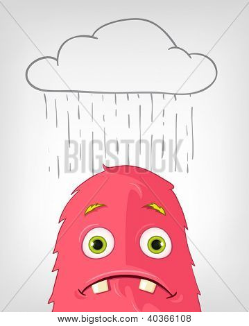 Kreskówki charakter zabawny potwora na białym tle na szary tło gradientowe. Engry. Wektor EPS 10.