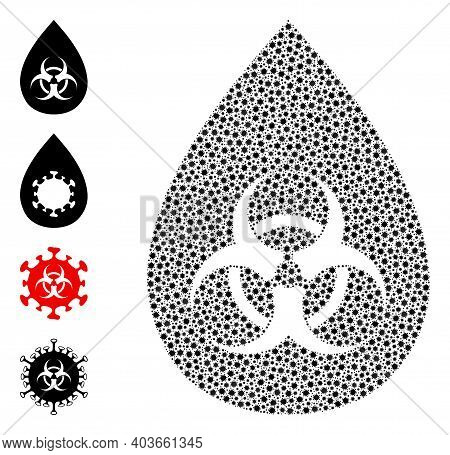 Vector Biohazard Drop Icon Covid Mosaic. Biohazard Drop Mosaic Is Designed Of Small Covid Virulent I