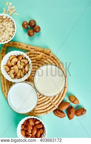 Various Vegan Plant Based Milk And Ingredients, Non-dairy Milk, Alternative