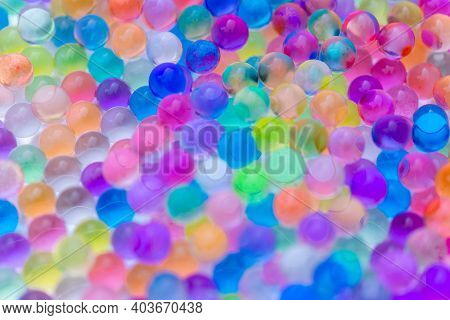 Colorful Water Beads Or Rainbow Beads Background.