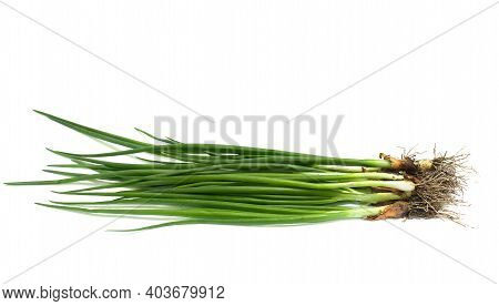 Fresh Raw Green Onions On A White Background