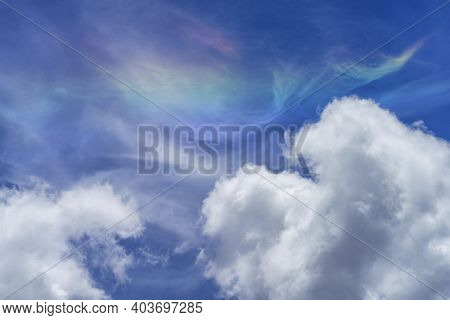 Iridescent Cloud Over The Road To Stelvio Pass, Sondrio Province, Lombardy, Italy, At Summer.