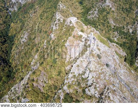 Aerial View Of Ruins Of Anevsko Kale Fortress Near Town Of Sopot, Plovdiv Region, Bulgaria