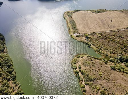 Amazing Aerial View Of Pchelina Reservoir, Pernik Region, Bulgaria