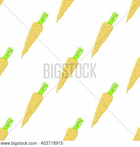 Illustration On Theme Of Pattern Plant Parsnip, Vegetable Root For Seal. Vegetable Pattern Consistin