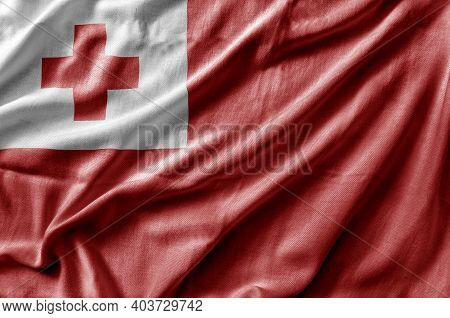 Waving Detailed National Country Flag Of Tonga