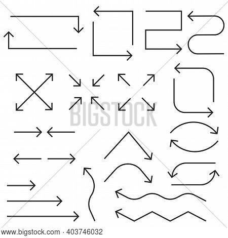 Arrow Icon. Flat Arrows. Thin Line Icon Set. Hand Drawn Vector Illustration. Stock Image. Eps 10.