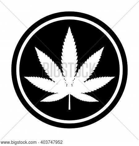 Mariuhana Leaf Symbol, Danger Marijuana Or Hemp Icon, Cannabis Medical Sign, Weed Drug Vector Illust