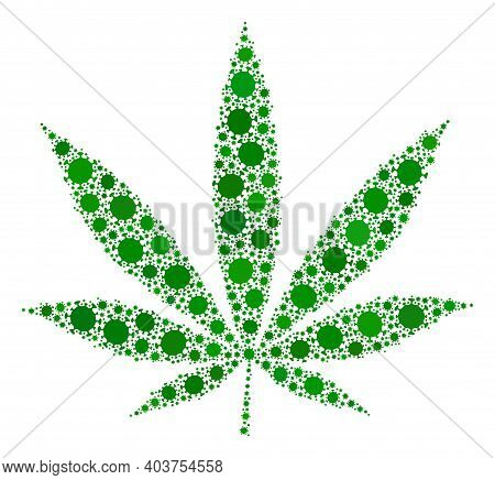 Vector Cannabis Covid-2019 Mosaic Icon Designed For Doctor Illustrations. Cannabis Mosaic Is Constru