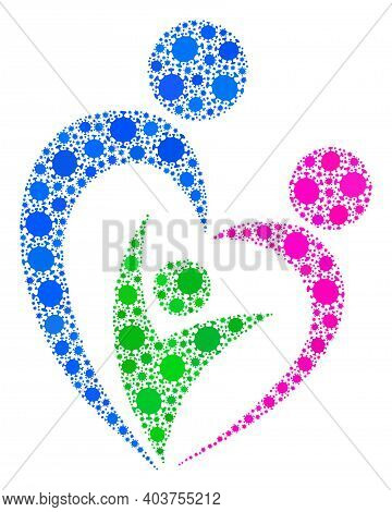 Vector Familty Care Covid Mosaic Icon Combined For Lockdown Applications. Familty Care Mosaic Is Org