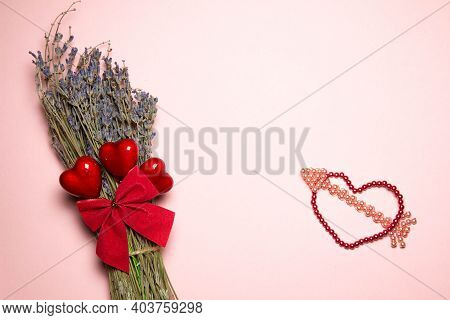 Mockup For Text. Valentines Day. Love Concept. Pink Background. Style.