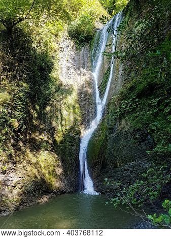 Russia. Sochi. Orekhovsky Waterfall On Bezumenk's River - Natural Sight In The Neighborhood Of The C